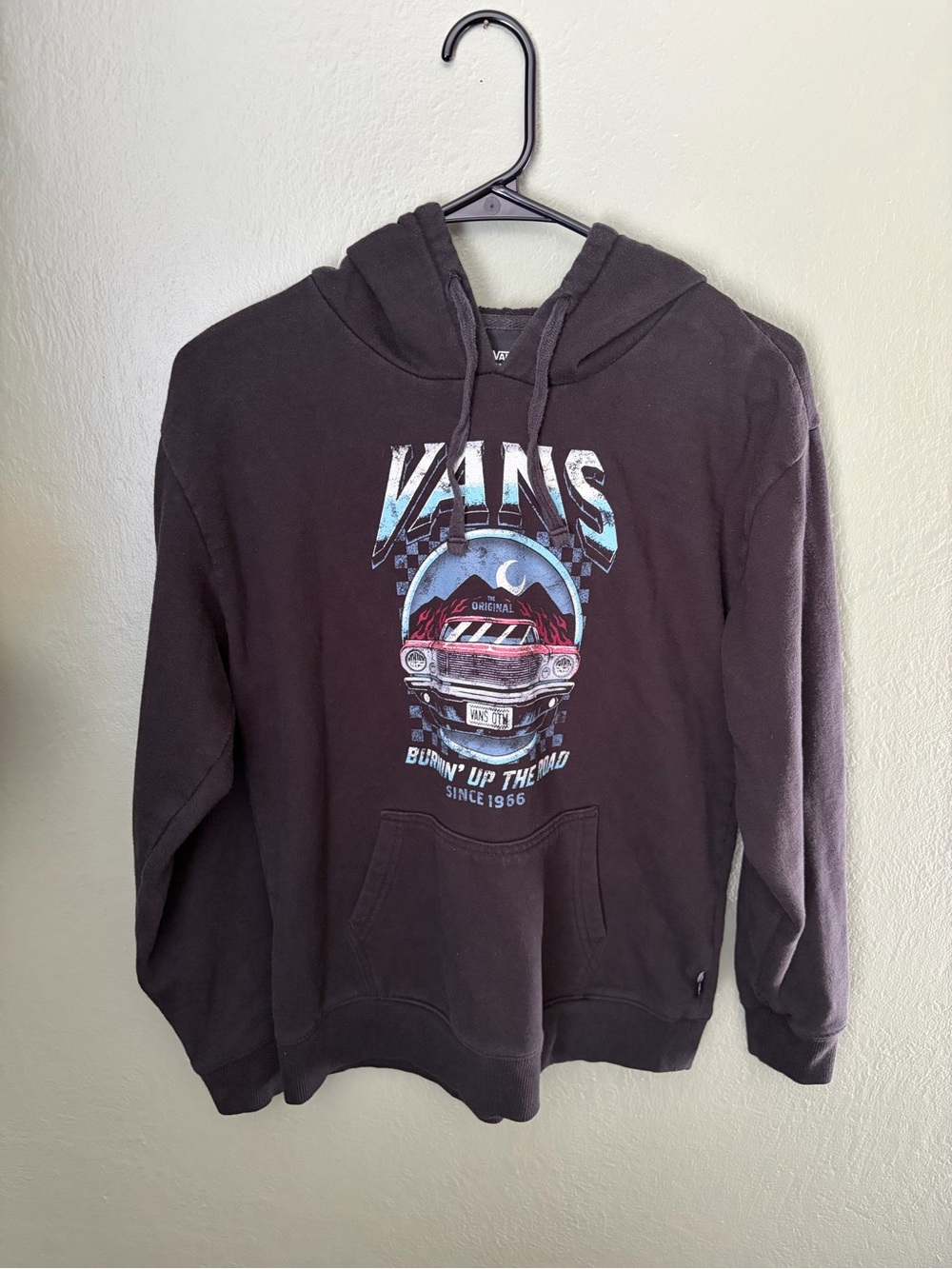 Vans "Burnin Up the Road" Hot Rod Graphic Pullover Hoodie Black Size XS